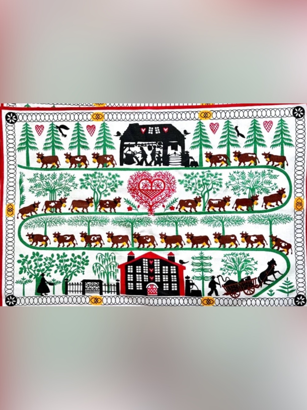 DESSIN DESPOSE MCM FOLK ART PLACEMATS 8pc RUSTIC FARMHOUSE DECOR COWS